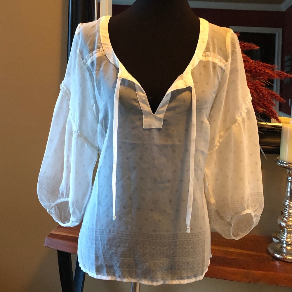 American Eagle Peasant/Boho Sheer Top